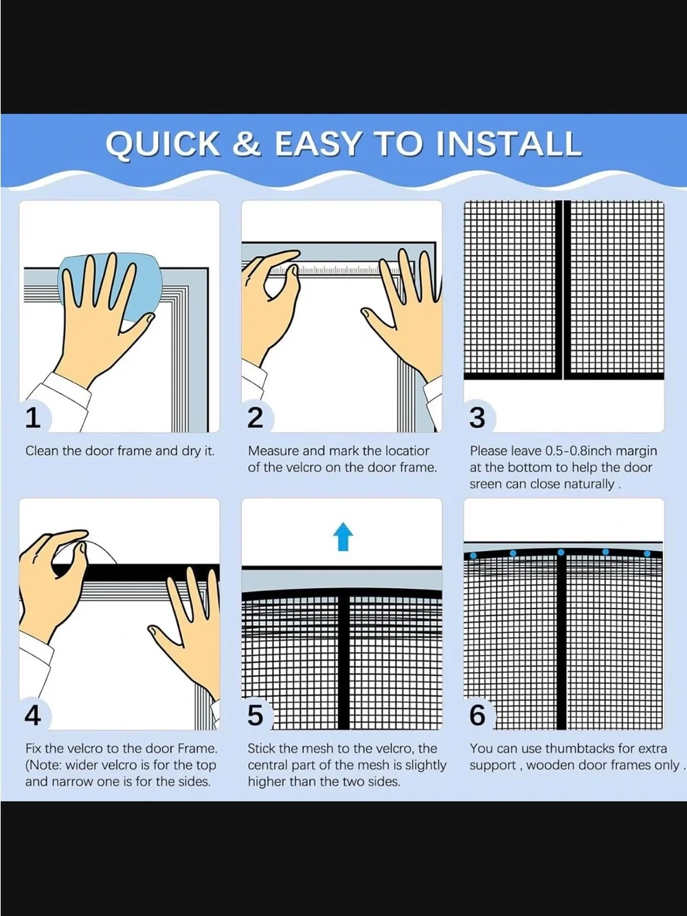 Amazon Black Magnetic Mesh Garage Screen - Black Frame
